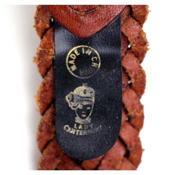 Lady Canterbury BRAIDED WOVEN BROWN GENUINE LEATHER 1"Wd WOMEN'S BELT Sz M (*23 - Picture 7 of 11